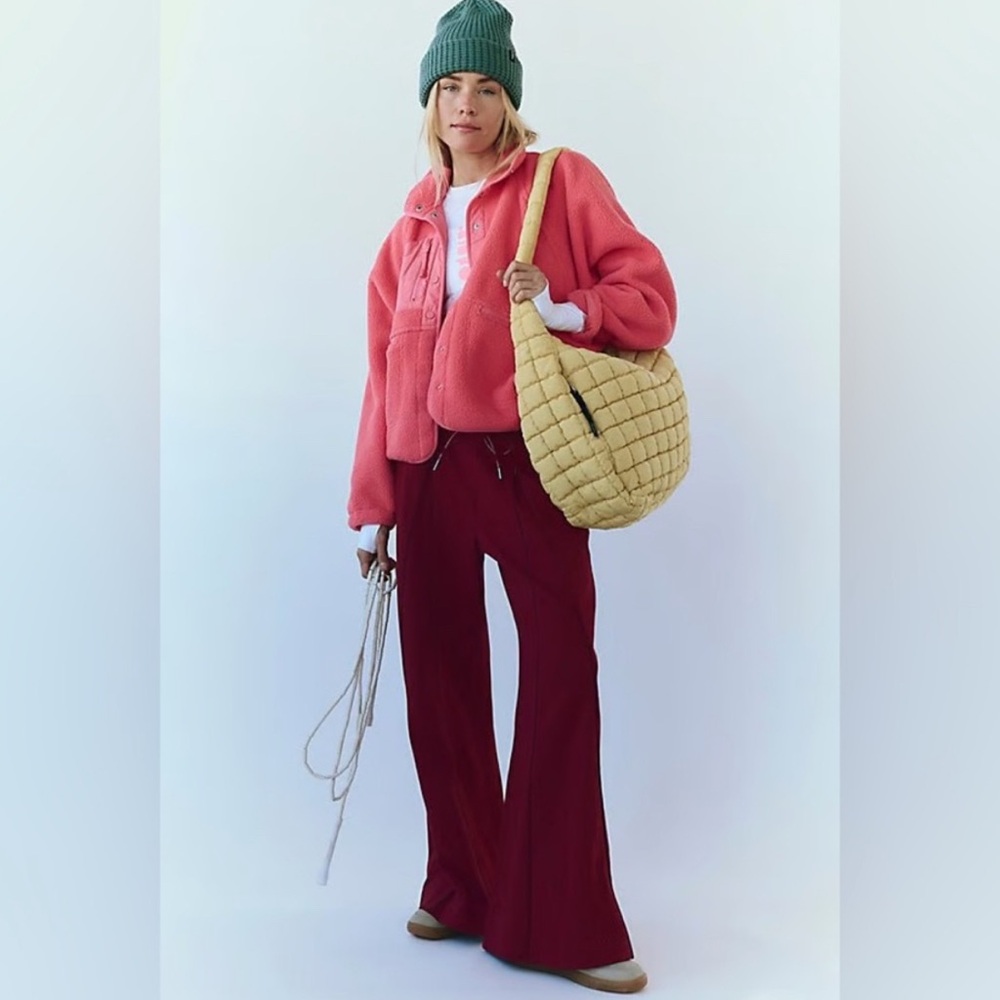 Free People Movement sideways wide leg red pant